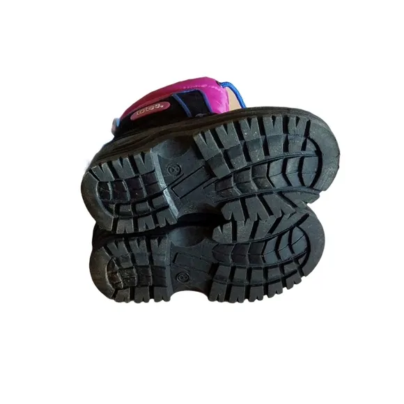 TOTES Girl's Snow boots Balck &amp; Pink Tie Knot Closure Size 8