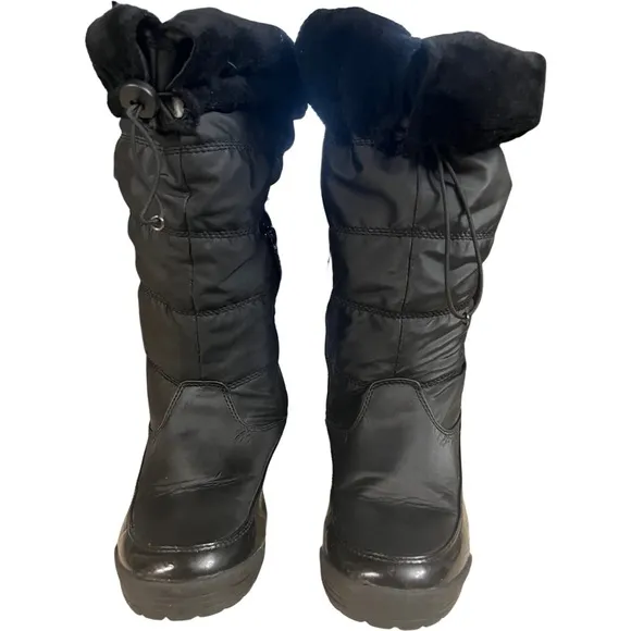 Totes Womens Caroline Black Snow Boots
