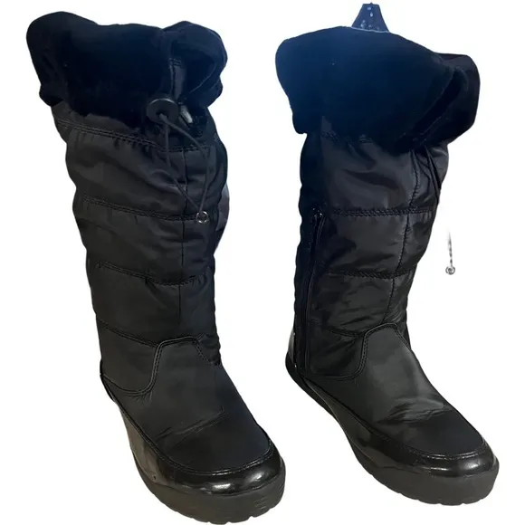 Totes Womens Caroline Black Snow Boots