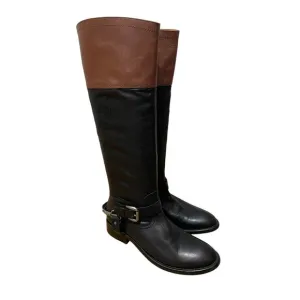 Trask Addison Leather Black Brown Equestrian Knee High Riding Boots Womens 6.5