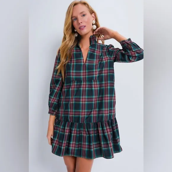 Tuckernuck Palmerston Dress Size S | Highland Tartan Holiday Midi Retail$228 NWT