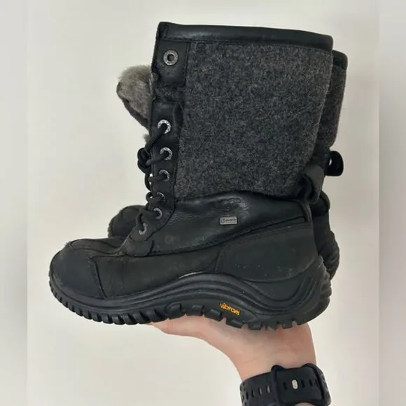 Ugg Adirondack II Waterproof Vibram Winter Boots - Women's Size 7 - Black Gray
