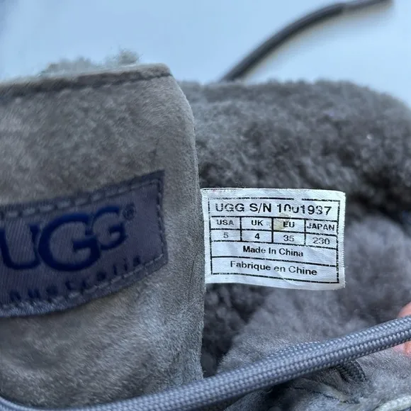 UGG Adirondack Winter Boots Grey Blue Plaid Size Womens US 5 Unisex