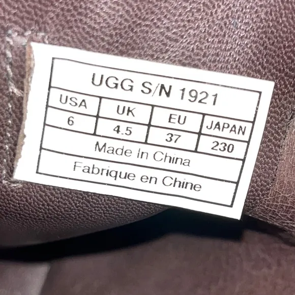 UGG Australia Amberlee Espresso Leather Equestrian Style Boots, Size 6