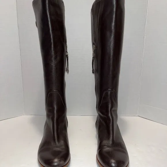 UGG Australia Amberlee Espresso Leather Equestrian Style Boots, Size 6