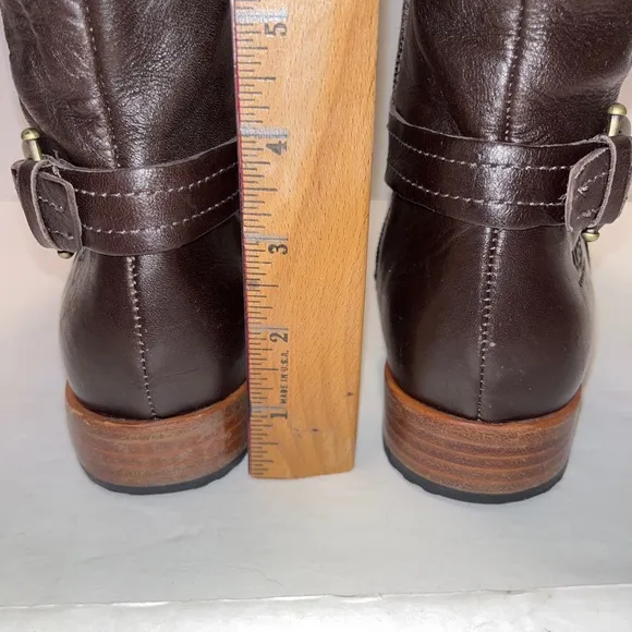 UGG Australia Amberlee Espresso Leather Equestrian Style Boots, Size 6