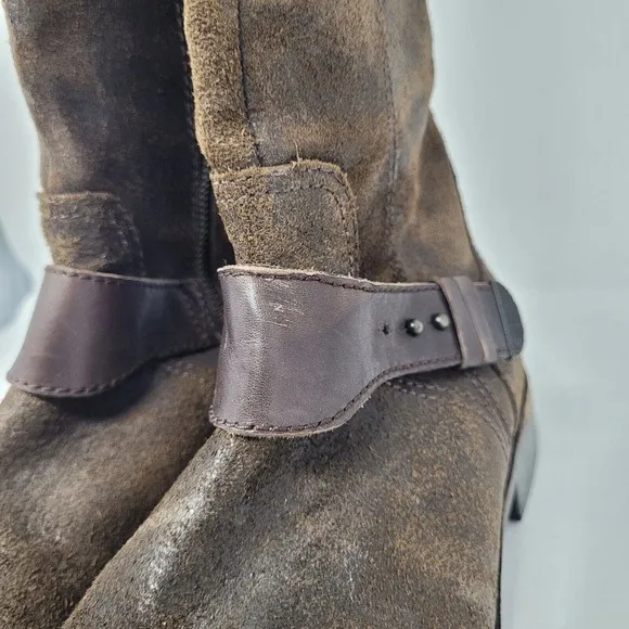 UGG Australia Boots Womens 8 Brown Leather Tall Riding Dayle Lodge Buckle Winter