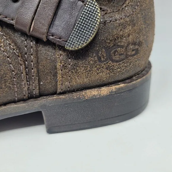 UGG Australia Boots Womens 8 Brown Leather Tall Riding Dayle Lodge Buckle Winter