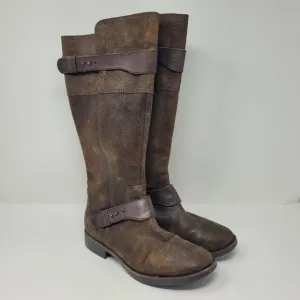 UGG Australia Boots Womens 8 Brown Leather Tall Riding Dayle Lodge Buckle Winter