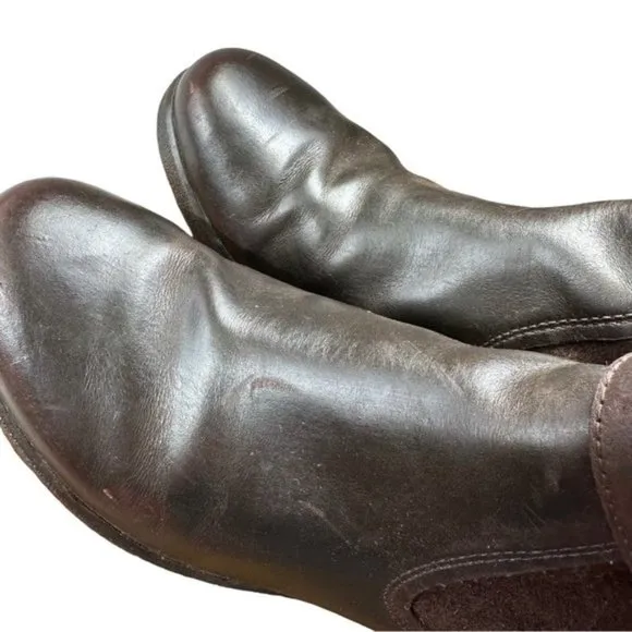UGG Australia Emalie Women's Brown Leather Wedge Ankle Boots Size US 8