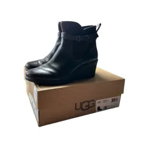 UGG Australia Emalie Women's Brown Leather Wedge Ankle Boots Size US 8