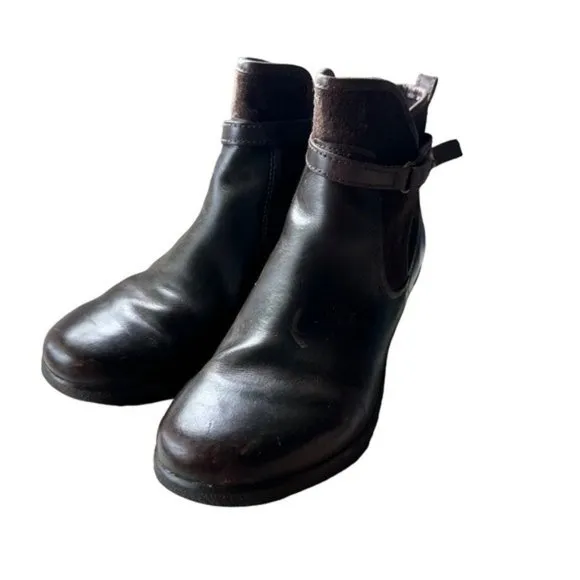 UGG Australia Emalie Women's Brown Leather Wedge Ankle Boots Size US 8