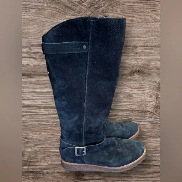 UGG Australia Gellar Black Suede Water Resistant Equestrian Riding Boots US 8