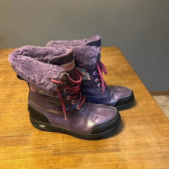 UGG Australia Girl’s Purple Rubber Sole Winter Boots Waterproof