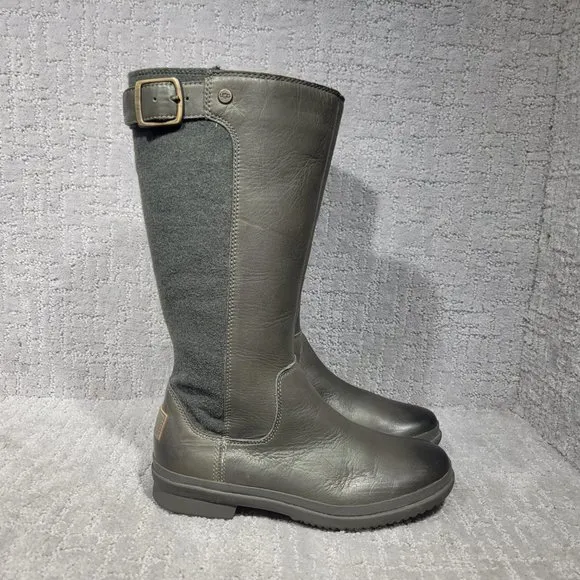 UGG Australia Pure Womens Size 6 Gray Leather Knee Hight Snow Boots 1017387 NEW