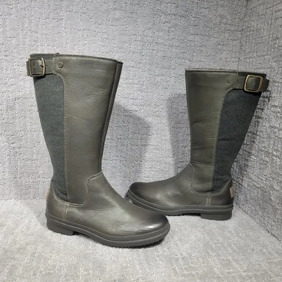 UGG Australia Pure Womens Size 6 Gray Leather Knee Hight Snow Boots 1017387 NEW