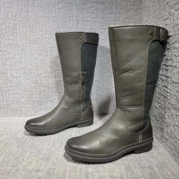 UGG Australia Pure Womens Size 6 Gray Leather Knee Hight Snow Boots 1017387 NEW