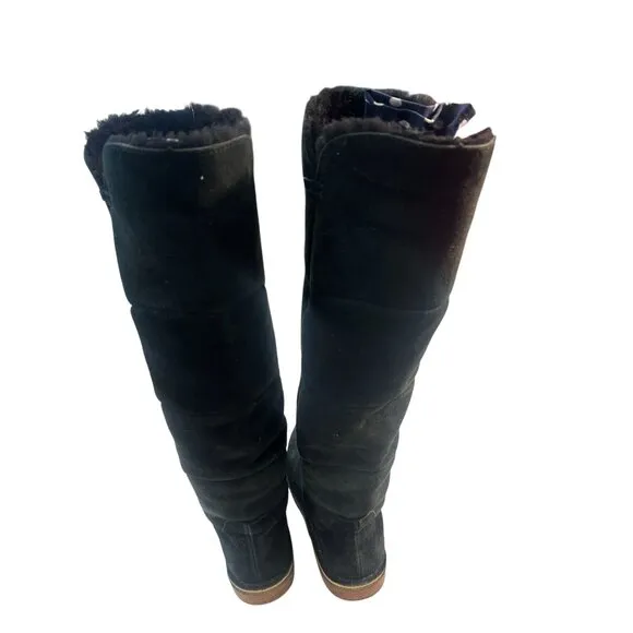 UGG Black Sheepppskin Fur lined Tall Samantha Boots Size 6.5