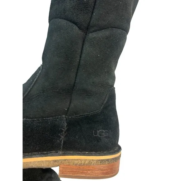 UGG Black Sheepppskin Fur lined Tall Samantha Boots Size 6.5