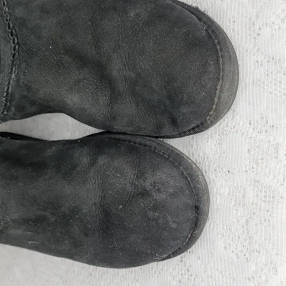 UGG black suede leather tall slip on sherpa warm winter boots sz 8