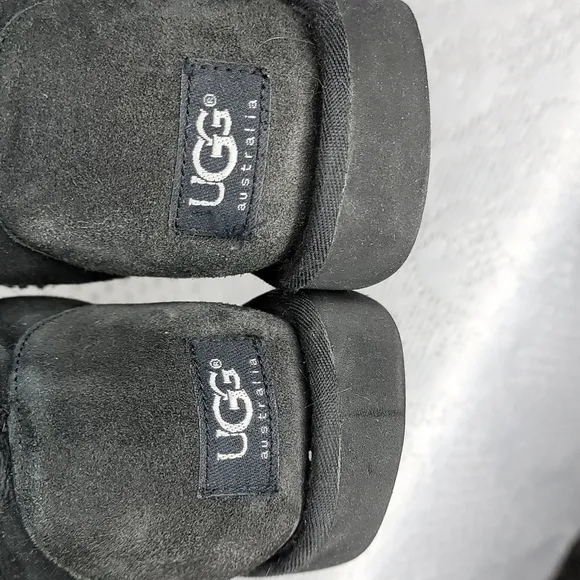 UGG black suede leather tall slip on sherpa warm winter boots sz 8
