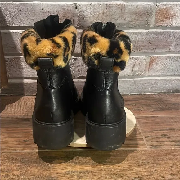 UGG Black Winter Boots with Leopard Print