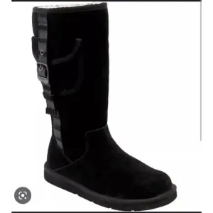 UGG Boots Black Cargo Boots Tall Leather Sheepskin Suede Winter Warm Boots 7