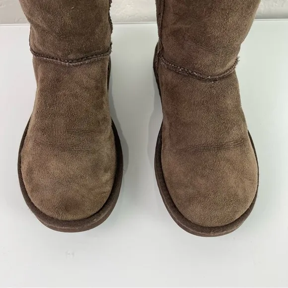 Ugg Boots Classic Short Solid Dark Chocolate‎ Brown Shearling Suede Leather