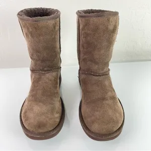 Ugg Boots Classic Short Solid Dark Chocolate‎ Brown Shearling Suede Leather