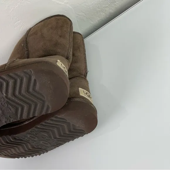 Ugg Boots Classic Short Solid Dark Chocolate‎ Brown Shearling Suede Leather