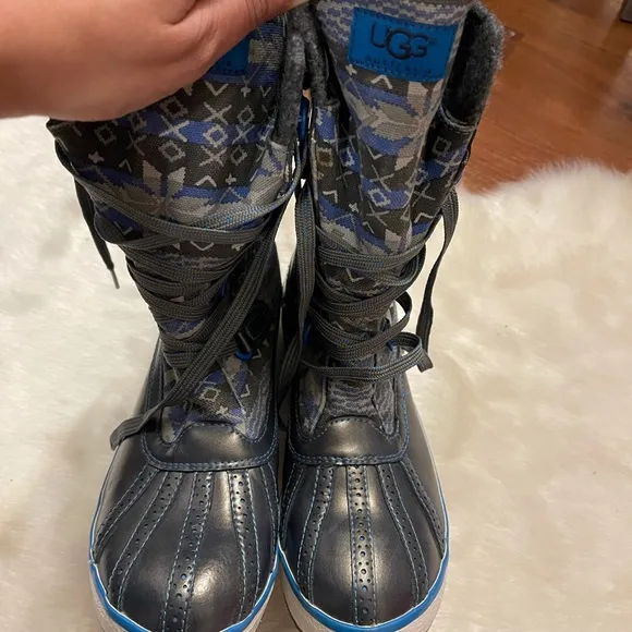 Ugg Boots Ugg Grey &amp; Blue Snowflake Tall Winter