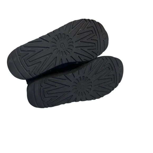 UGG Boots Womens 9 Classic Mini II Snow Black Pull On Suede Sheepskin Lined