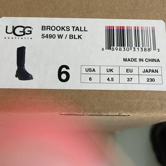UGG Brooks Tall, black leather, size 6, outdoor sole, EUC