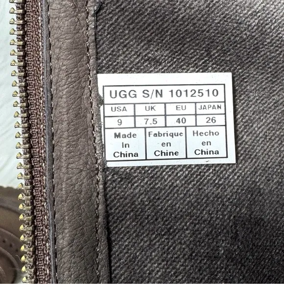 UGG Brown Distressed Buffed Leather Strappy Moto Sherpa Tall Riding Boots 9