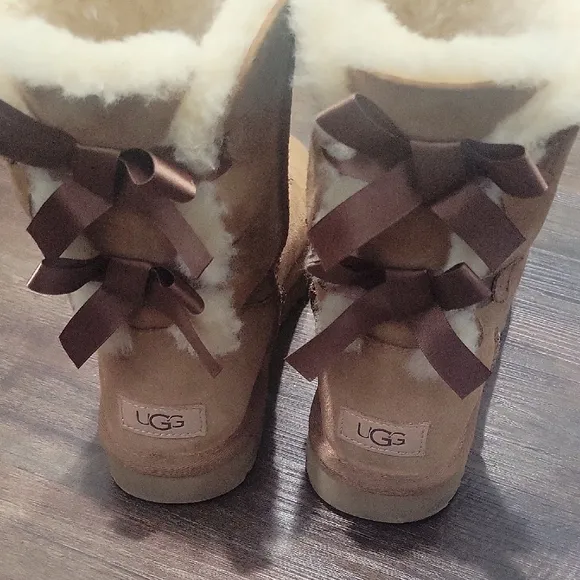 UGG Brown Winter Boots with Satin Ribbon Detail