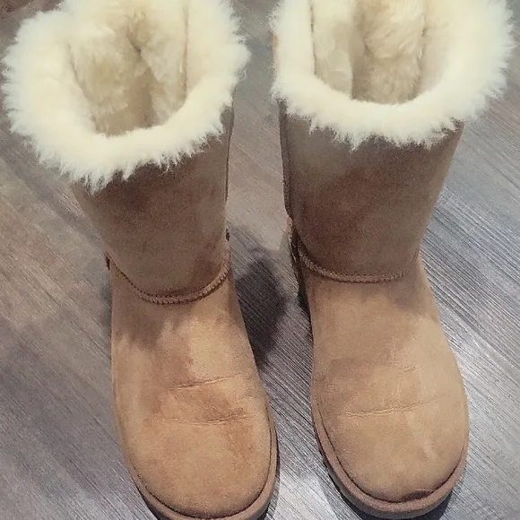 UGG Brown Winter Boots with Satin Ribbon Detail