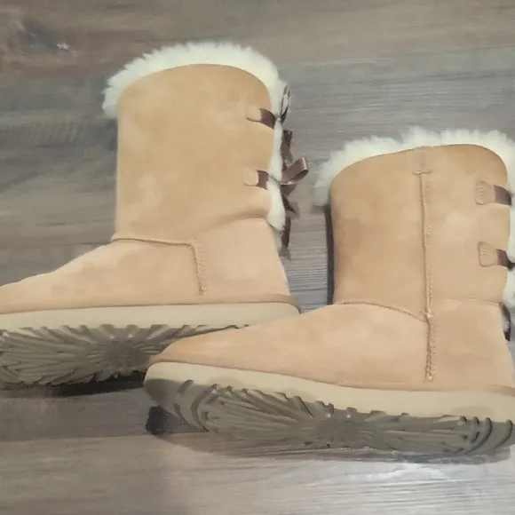 UGG Brown Winter Boots with Satin Ribbon Detail