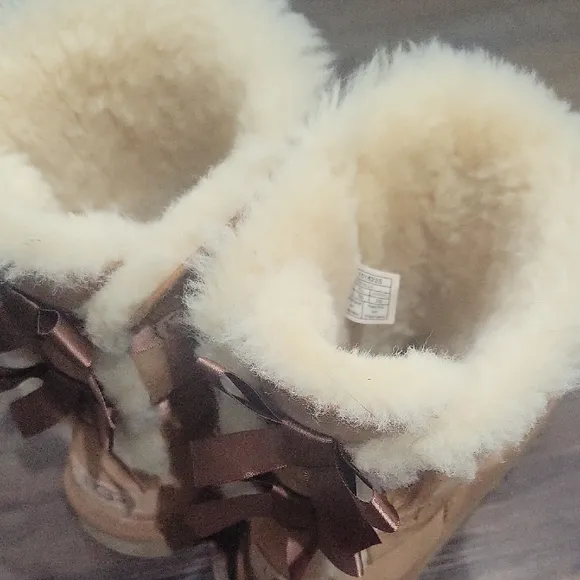 UGG Brown Winter Boots with Satin Ribbon Detail