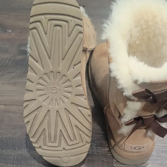 UGG Brown Winter Boots with Satin Ribbon Detail