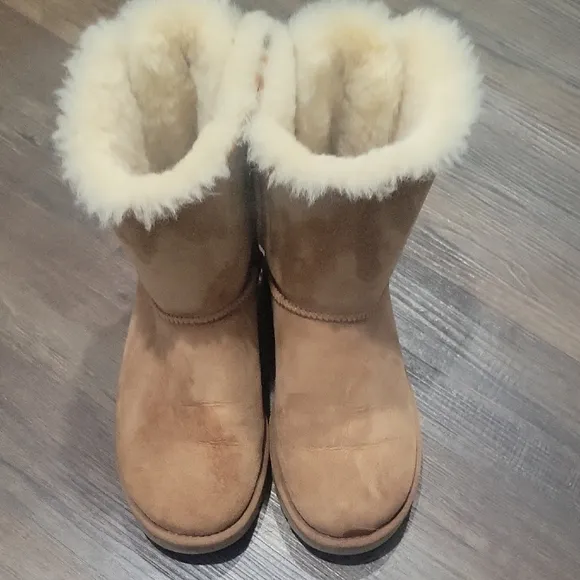 UGG Brown Winter Boots with Satin Ribbon Detail