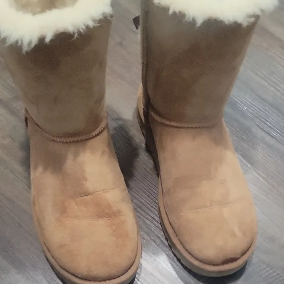 UGG Brown Winter Boots with Satin Ribbon Detail