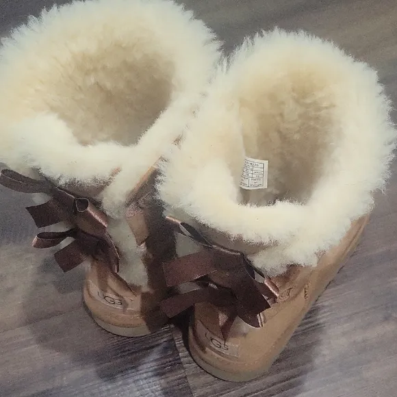 UGG Brown Winter Boots with Satin Ribbon Detail