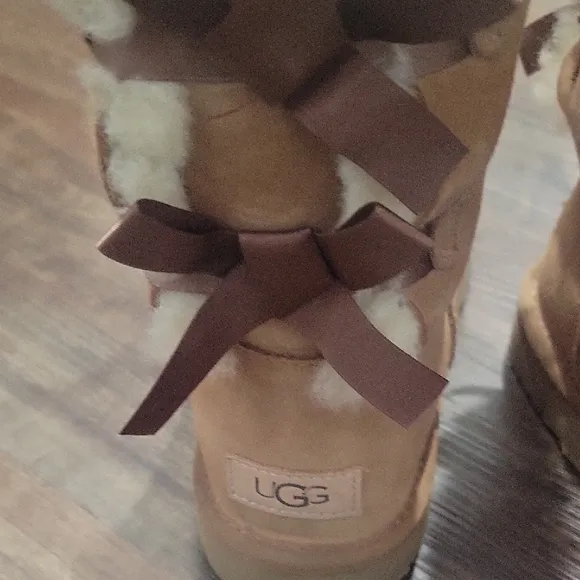 UGG Brown Winter Boots with Satin Ribbon Detail