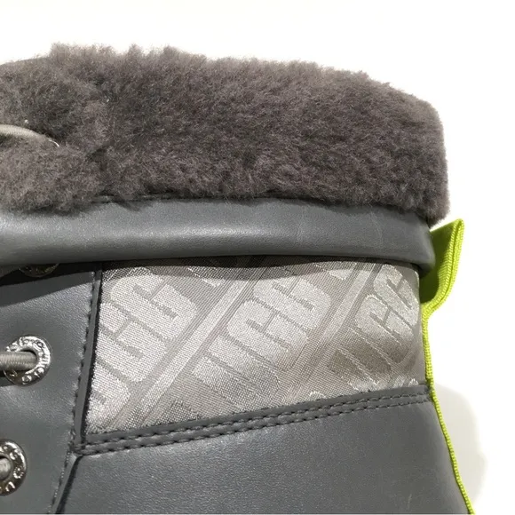 UGG BUTTE II CWR SNOW BOOTS -METAL GRAY WATERPROOF LEATHER -KIDS US 4 -NEW