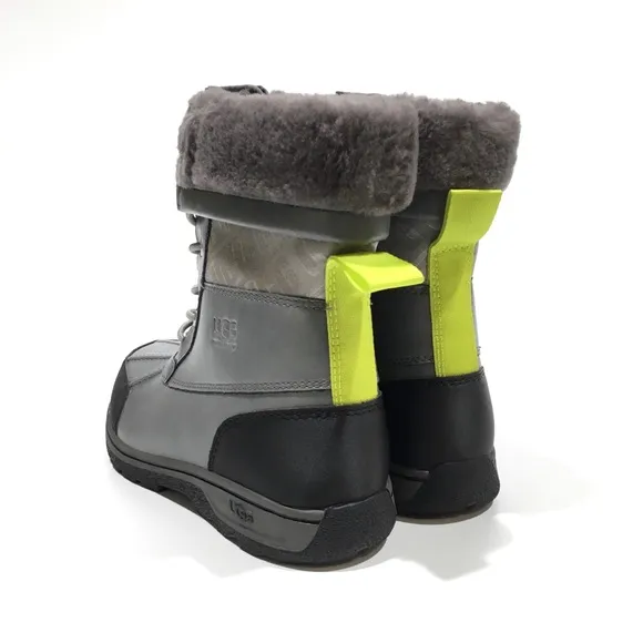 UGG BUTTE II CWR SNOW BOOTS -METAL GRAY WATERPROOF LEATHER -KIDS US 4 -NEW