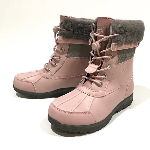 UGG BUTTE II CWR SNOW BOOTS -PINK WATERPROOF LEATHER -KIDS US 4 -NEW