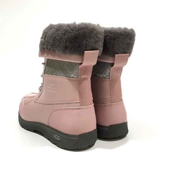 UGG BUTTE II CWR SNOW BOOTS -PINK WATERPROOF LEATHER -KIDS US 4 -NEW