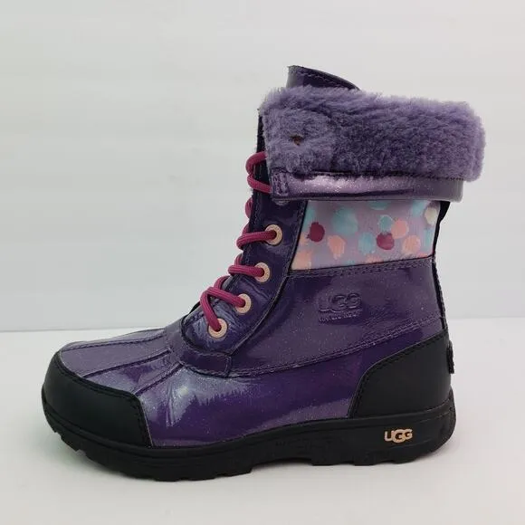 UGG Butte II Girls Size 4Y Purple Pink Waterproof Insulated Snow Boots 1005581K