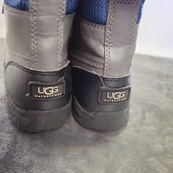 UGG Butte II Grey Gray Leather Short Snow Boots Size 4 Kid Youth = Women US 6