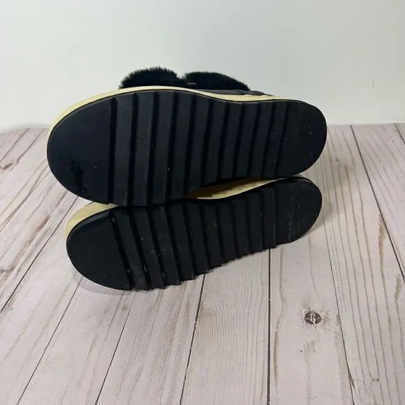 UGG by Koolaburra Tynlee Black Suede Leather Faux Fur Lined Zip Up Boots Winter